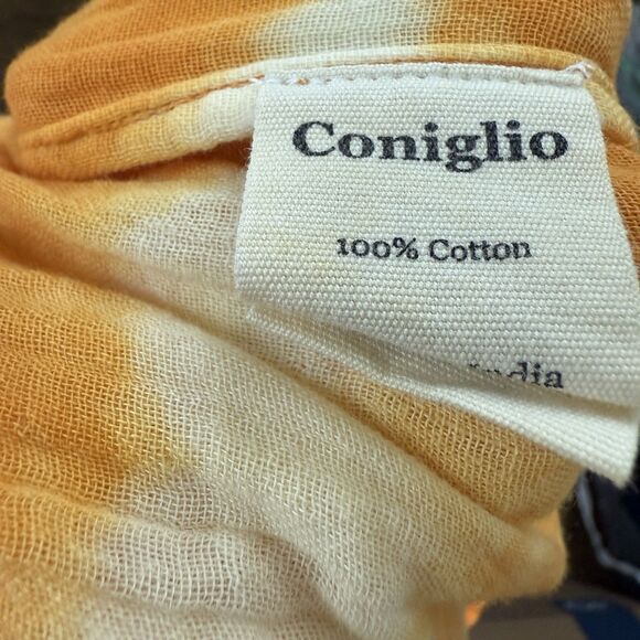 Coniglio Palm Beach Pants Orange Hand Tie Dye One Size Tapered Legs Drawstring - Picture 7 of 9